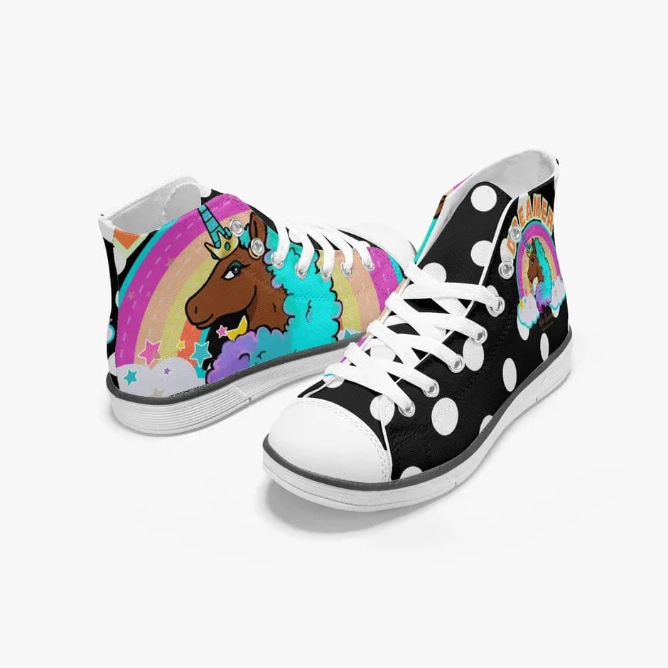 Afro Unicorn Dreamers High-Top Canvas Shoes