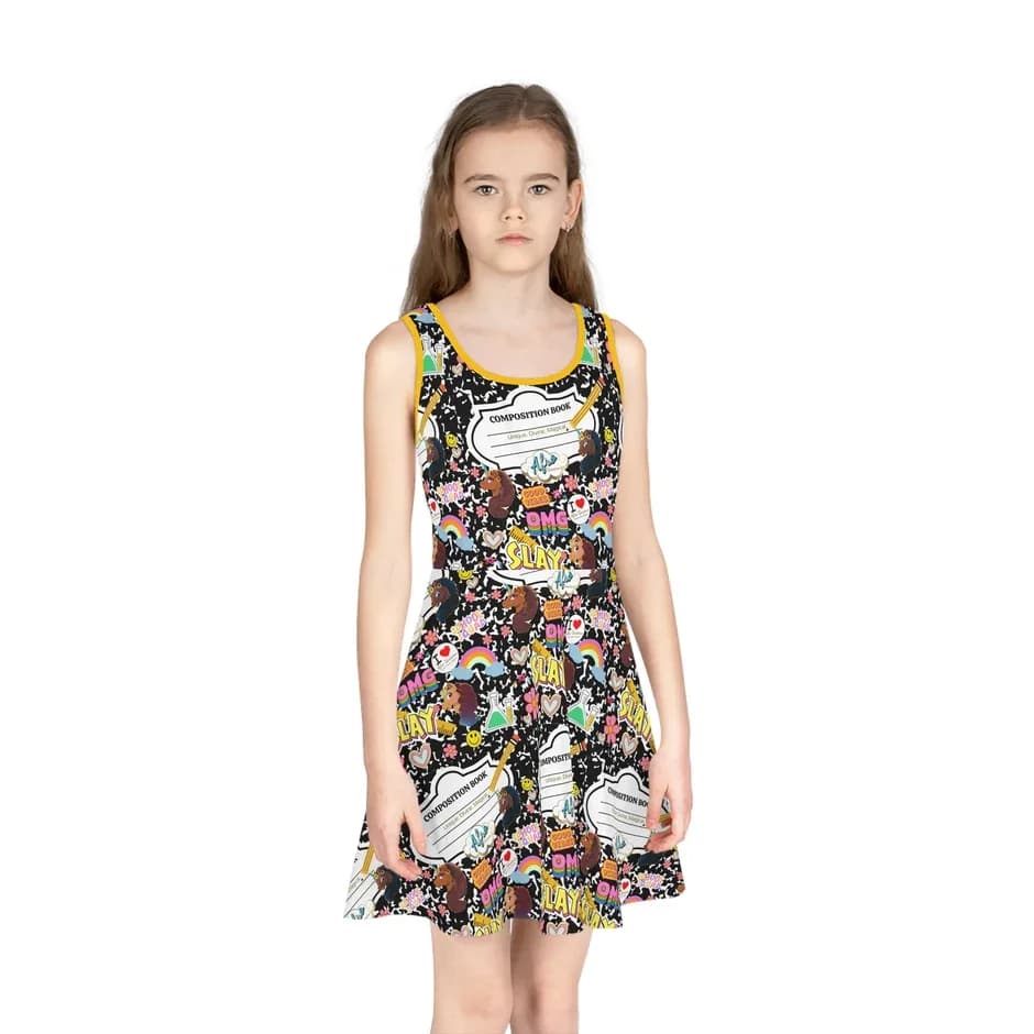 Girls' Sundress Afro Unicorn Composition Note Book Dress