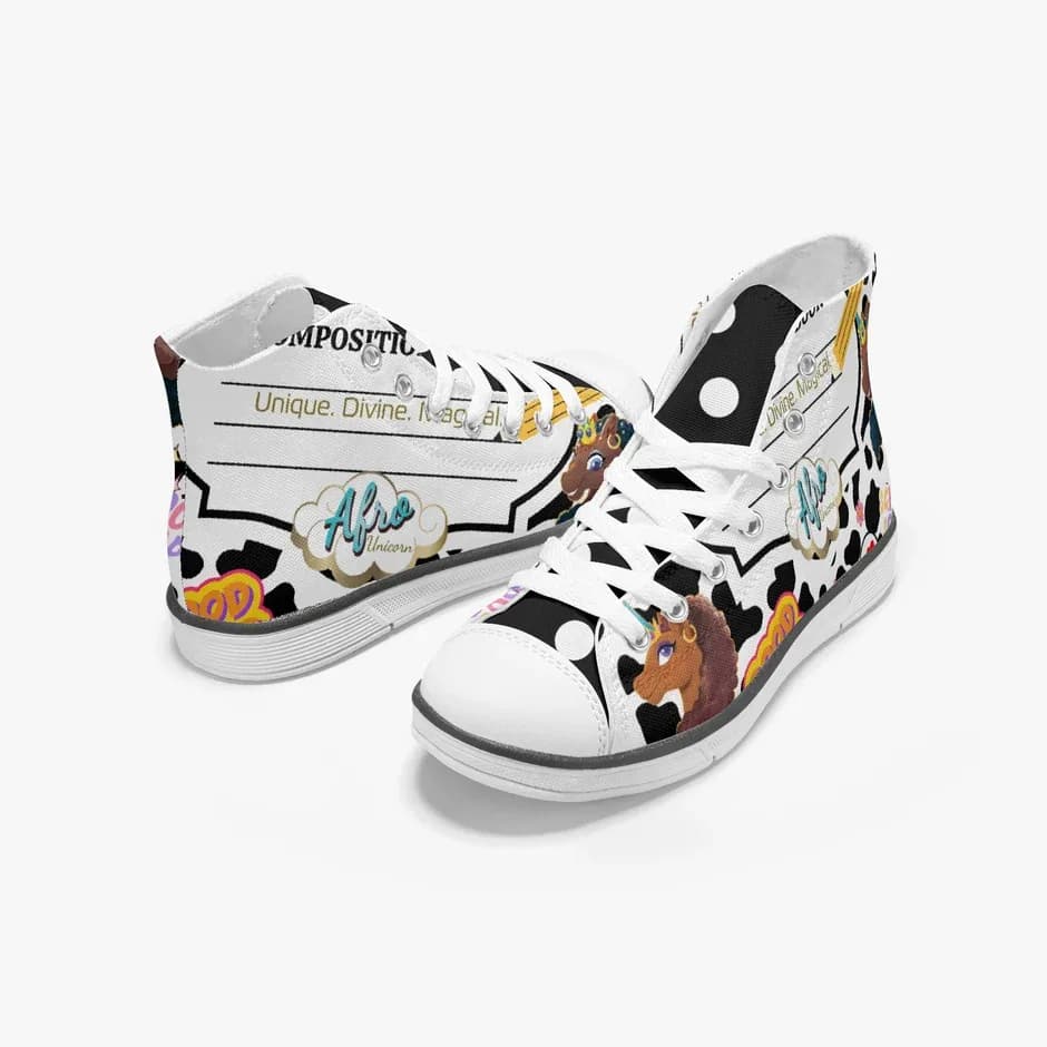 That's Write! Afro Unicorn Canvas High Top