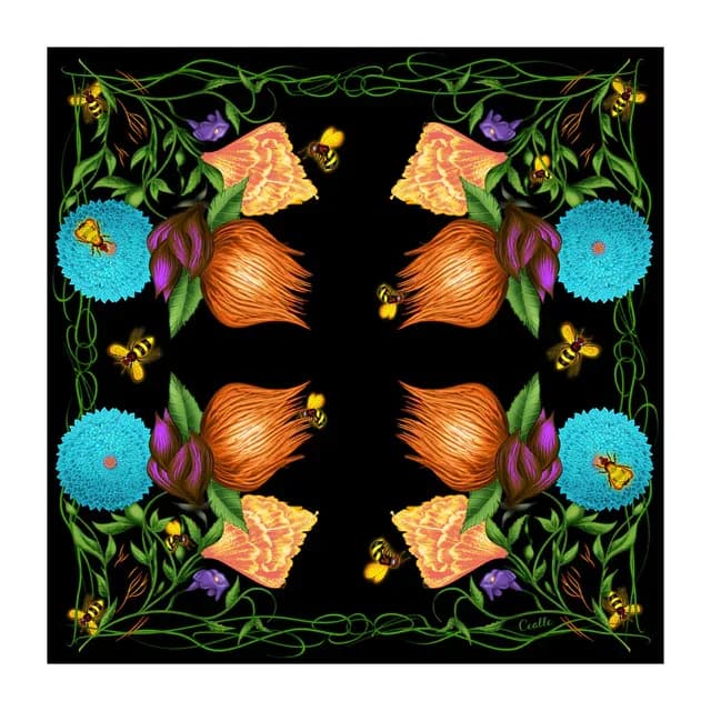 "Wild Honey" Silk Twill Scarflette