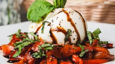 Roasted Red Peppers and Burrata