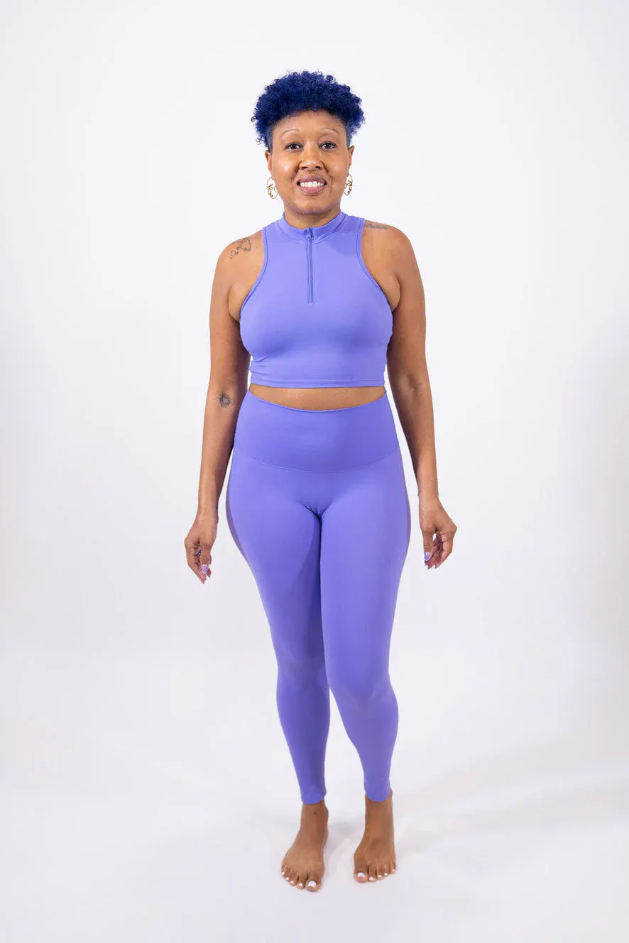 Fashionista Yogi "Stephanie" Mock Neck 1/2 Zip Midi Bra
