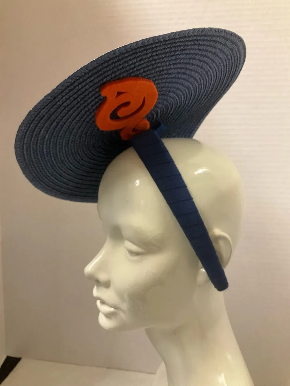 FS757 blue and orange fascinator