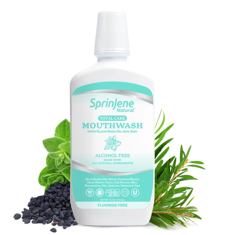SprinJene Black Seed Oil Mouthwash, Gum and Dry Mouth Relief 16oz (473mL)