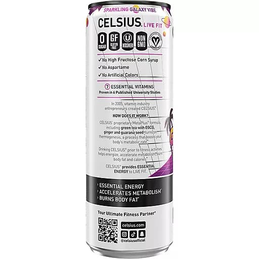 Celsius Galaxy Vibe Energy Drink 12 Fl Oz