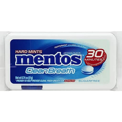 Mentos Hard Mints, Sugarfree, Peppermint 0.74 Oz