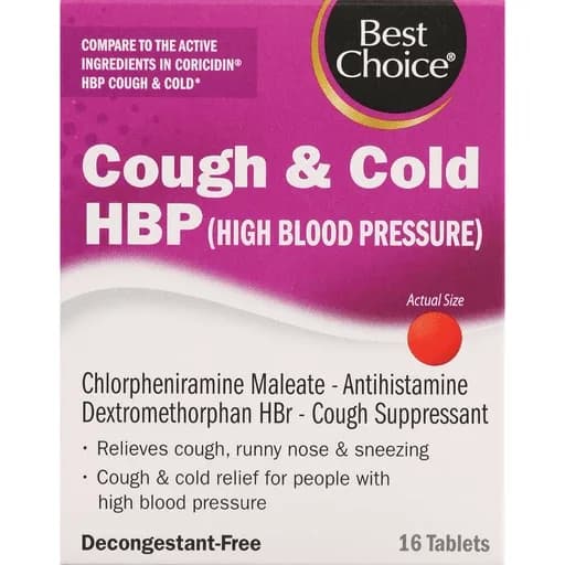 Best Choice Cold & Cough Relief For High Blood Pressure Tablet 16 Ct