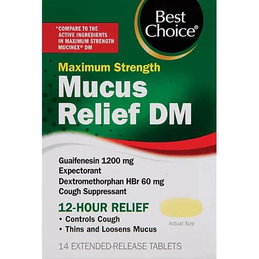 Best Choice Mucus Relief Dm 1200 Mg Guaif + 60 Mg Dextro 14 Ct