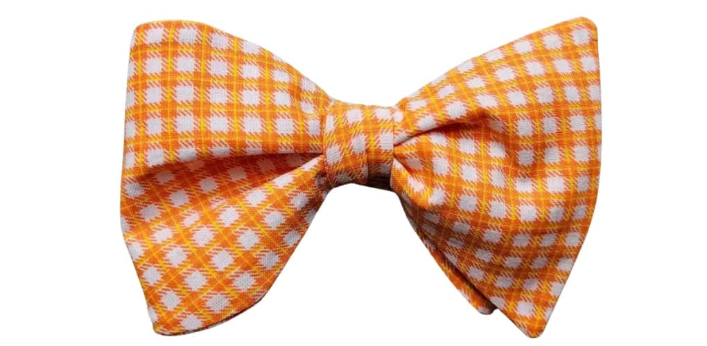 Orange Gingham Adult Bow Tie