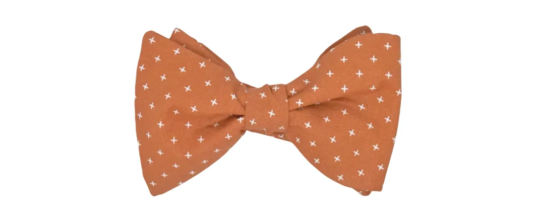 Plus Sign on Burnt Orange Adult Bow Tie