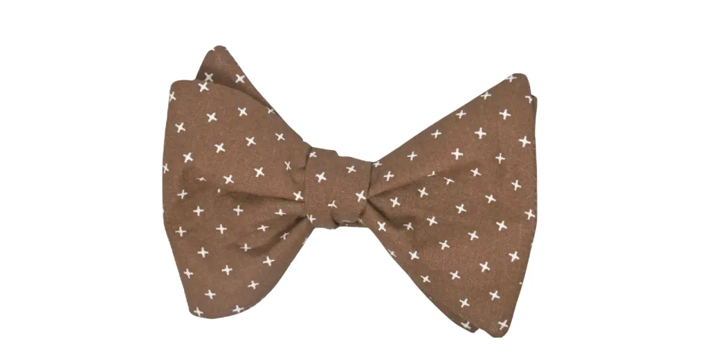 Plus Sign on Brown Adult Bow Tie
