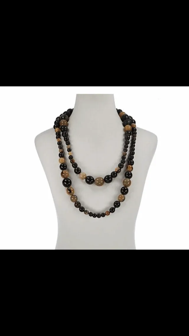 Extra Long Horn Bead Necklace