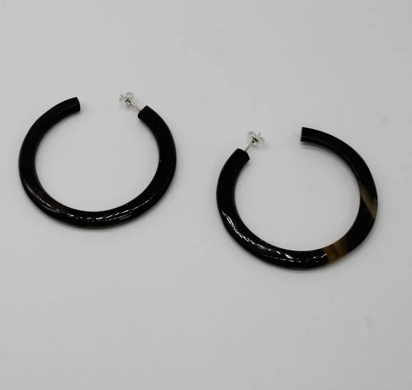 Handcrafted 60mm Horn Hoop Earrings