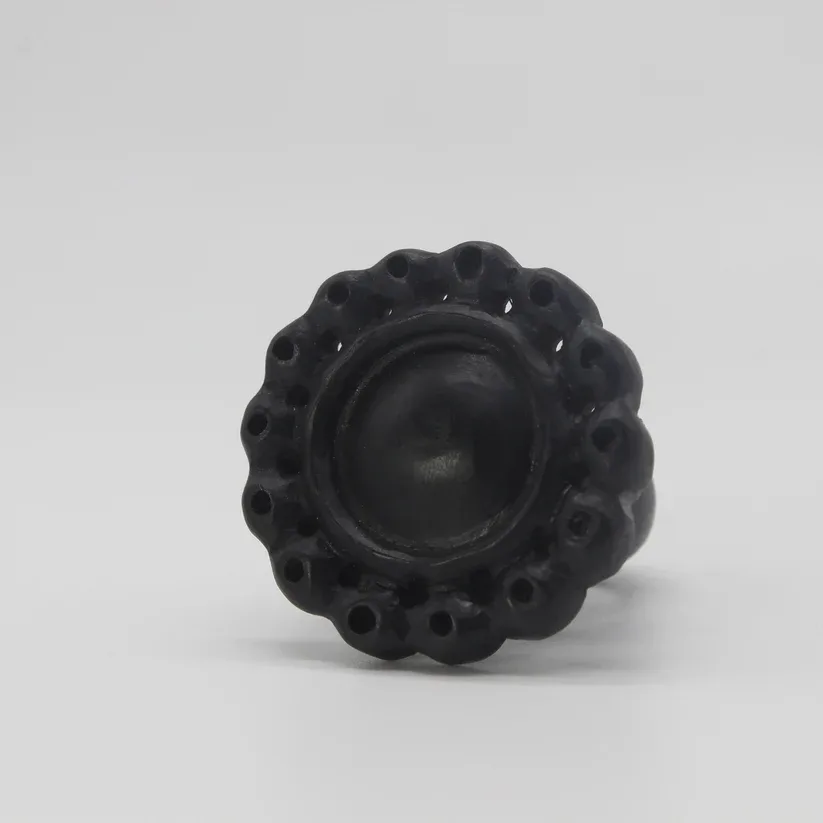 Carved Flower Ebony Wood Ring
