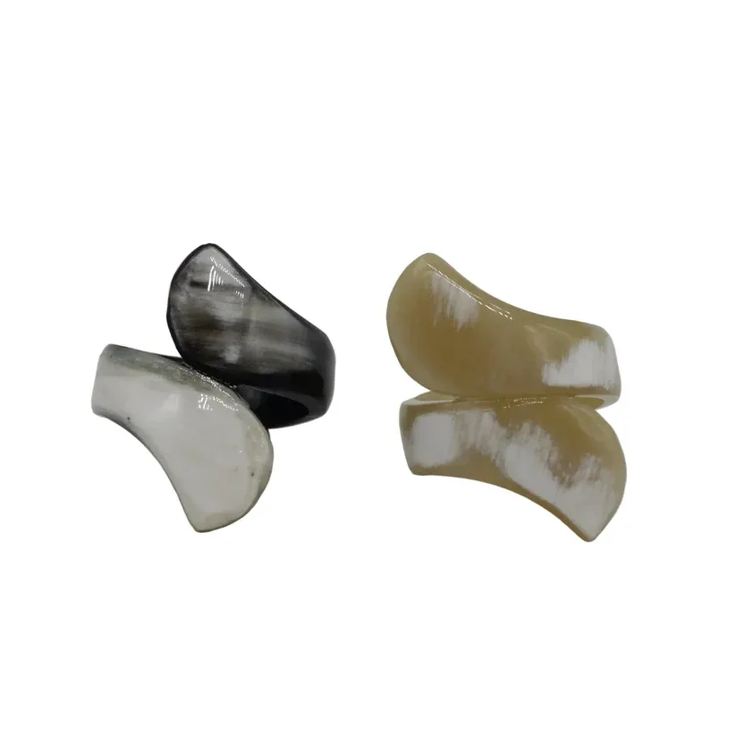 Buffalo Horn Bypass Ring – Handcrafted Natural Statement Jewelry from Ethically Sourced Horn